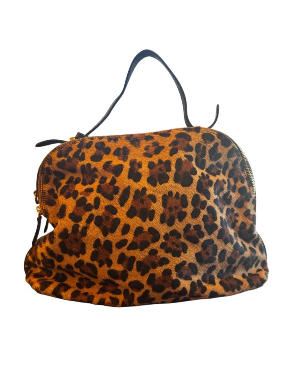 Giorgia Milani Leopard Print Genuine Leather Handbag 12.5"x5"x10" Made In Italy - Picture 2 of 4